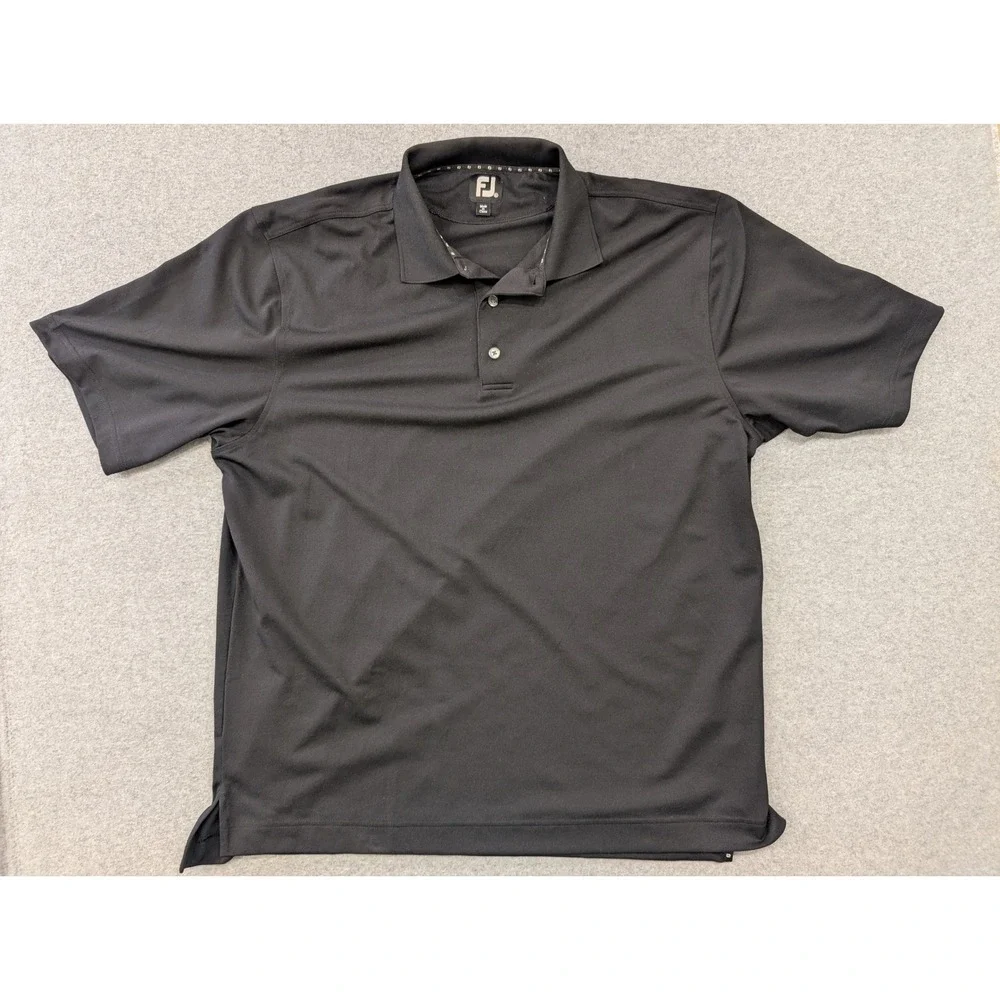 FootJoy Golf Polo Shirt Mens XL Fox Creek Logo Black Performance Athletic - Picture 1 of 7